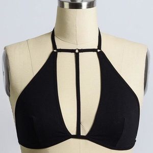 Black T-neck choker fashion bralette